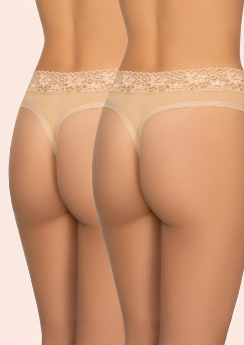 Stringi damskie bawełniane (2pack) z koronką 151 Cotton Kleo