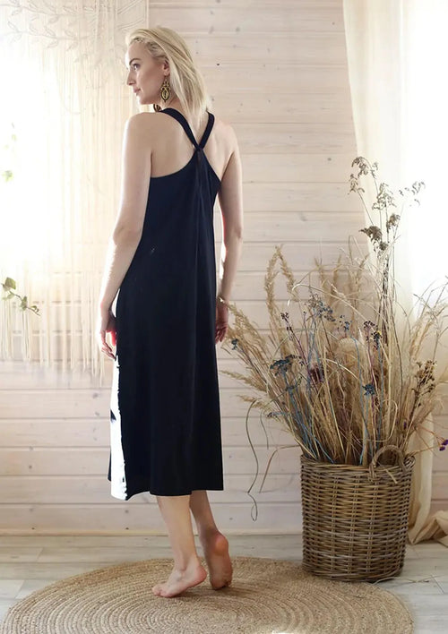 Bawełniana długa sukienka damska Homewear LHD 212
