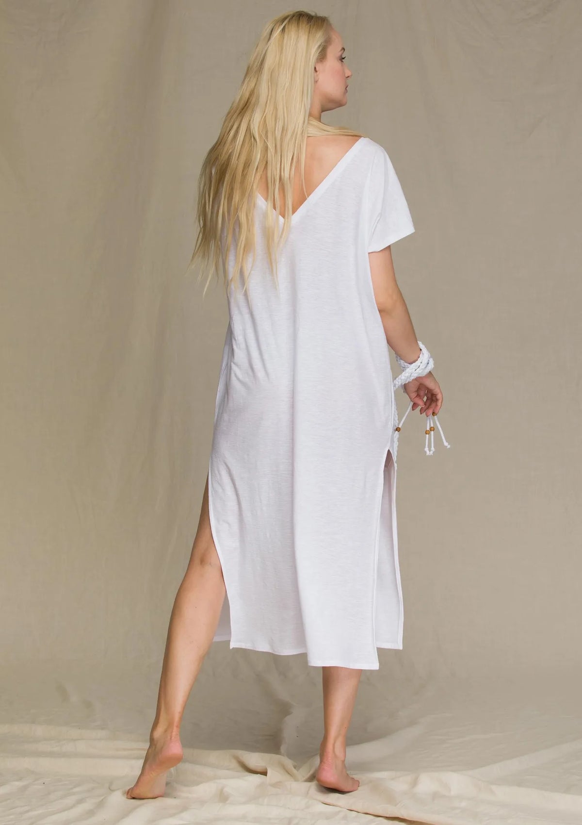 Bawełniana sukienka damska z wiązaniem Homewear LHD 131