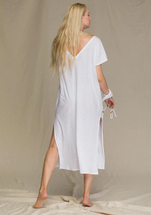Bawełniana sukienka damska z wiązaniem Homewear LHD 131