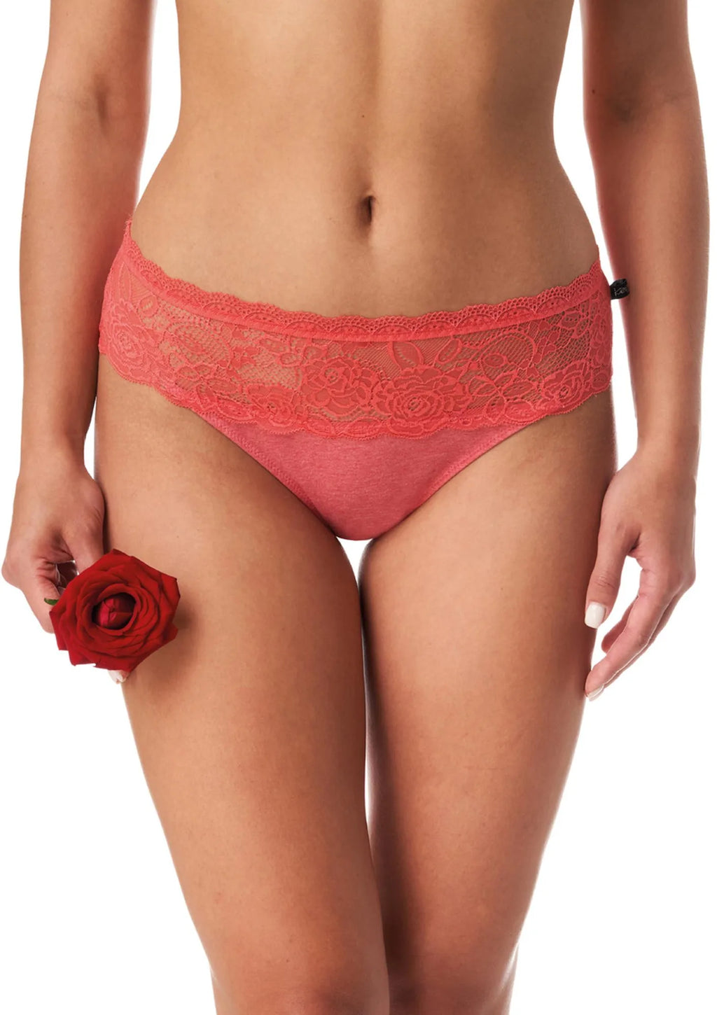 Bawełniane figi damskie (2 pack) z koronkowym pasem LPC 174