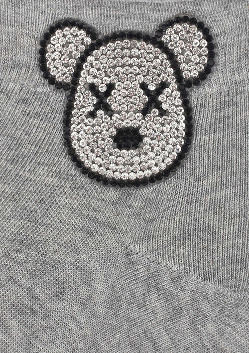 Bawełniane skarpetki damskie ze srebrną głową misia Cotton Crazy Bear Marilyn
