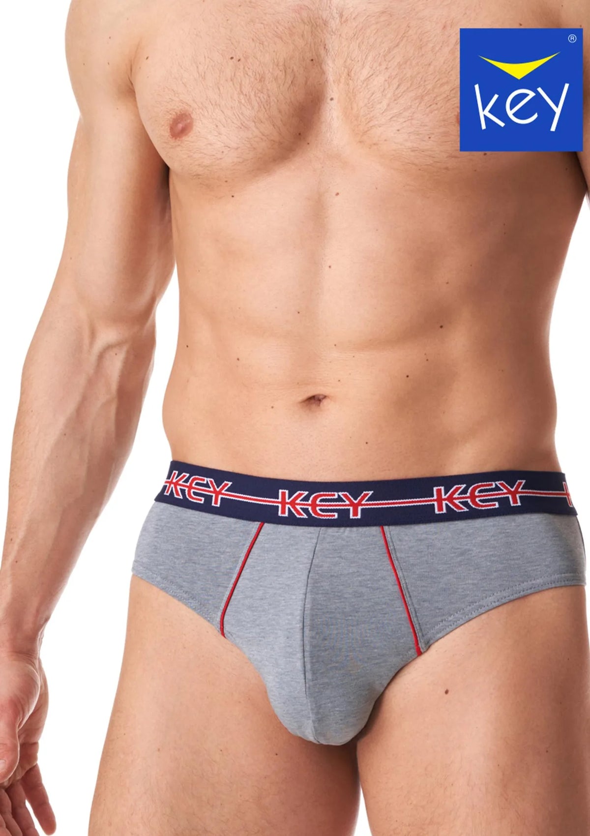 Bawełniane slipy męskie (2 pack) gładkie z zewnętrzną gumą MPP 177 Key