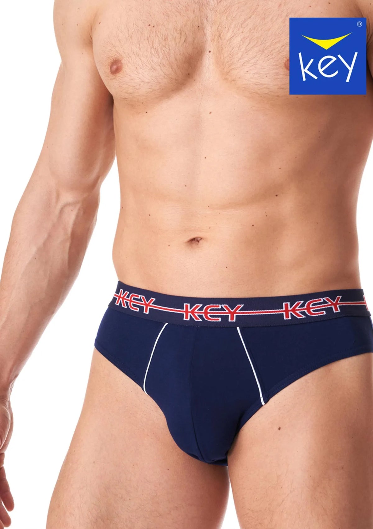 Bawełniane slipy męskie (2 pack) gładkie z zewnętrzną gumą MPP 177 Key