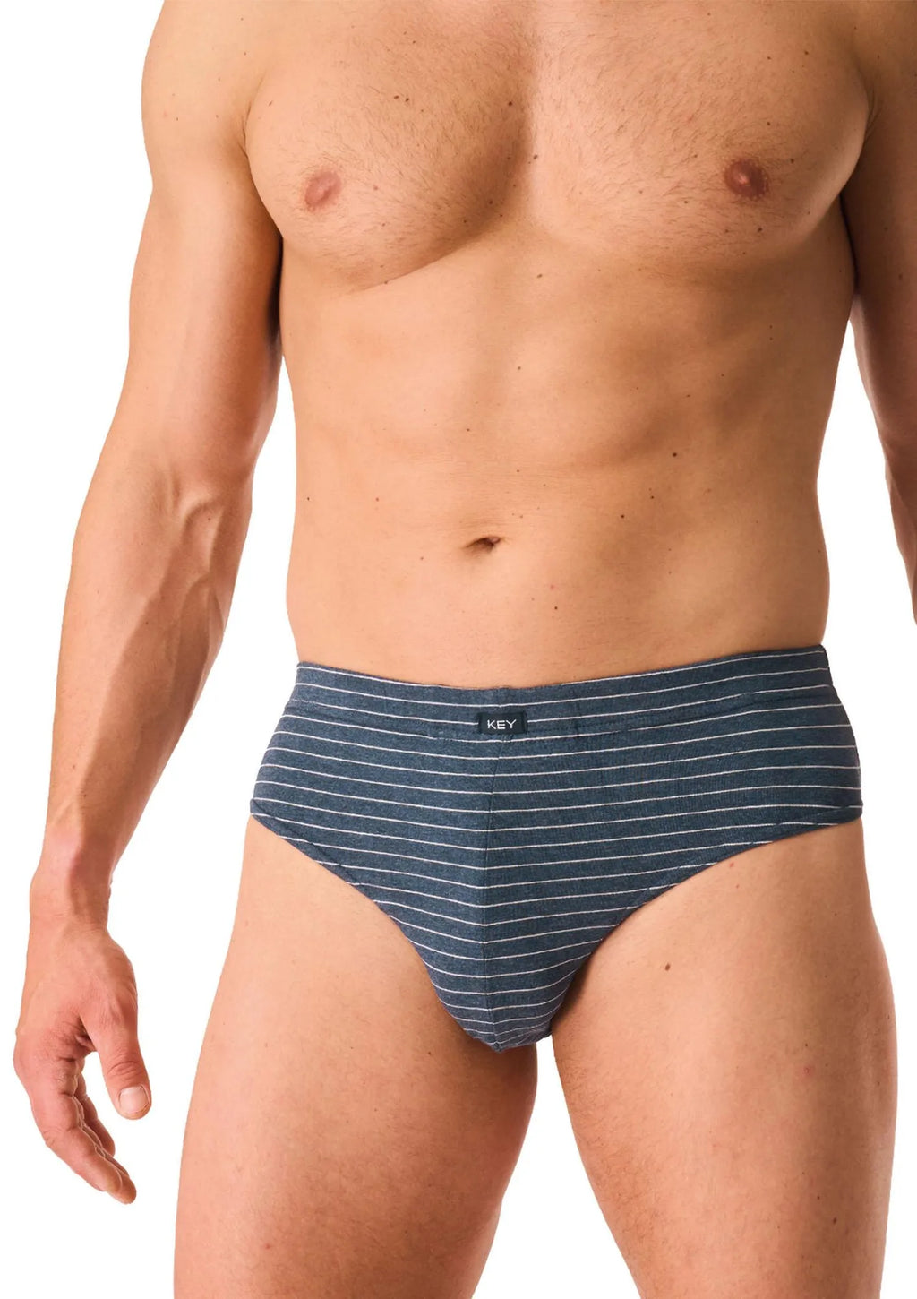 Bawełniane slipy męskie bawełniane (2pack) w cienkie paseczki MPP 378
