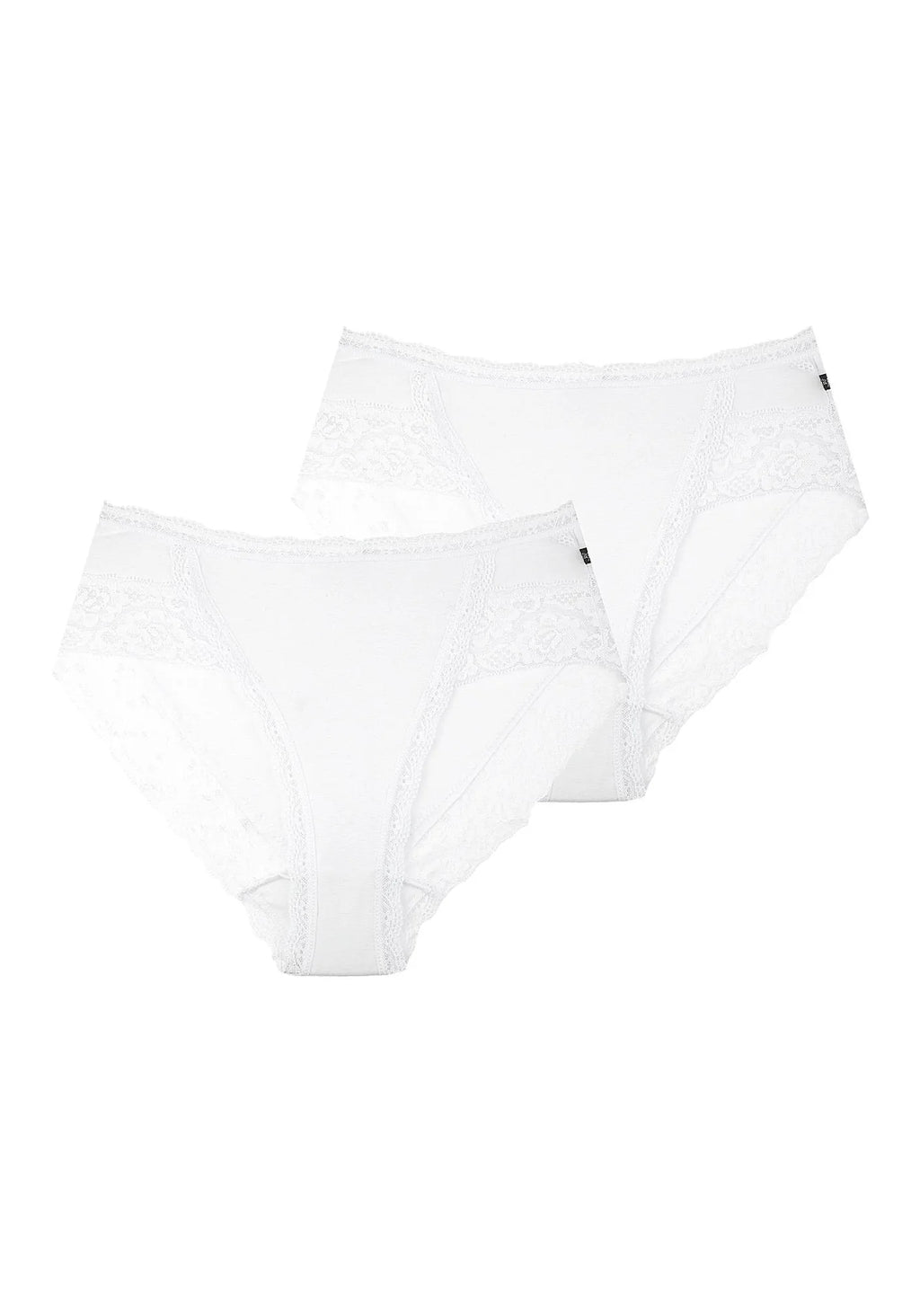 Bawełniano-koronkowe gładkie figi damskie (2 pack) LPC 142