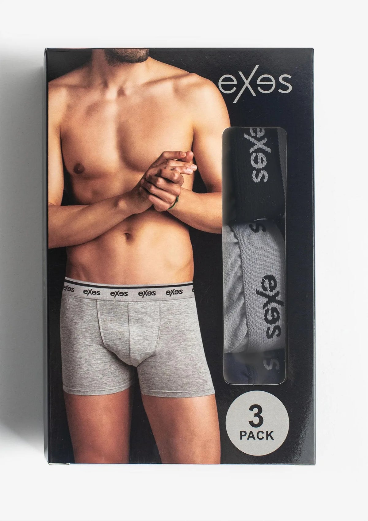 Bokserki męskie bawełniane (3pak) z elastycznym zewnętrznym pasem 3.95 Exes