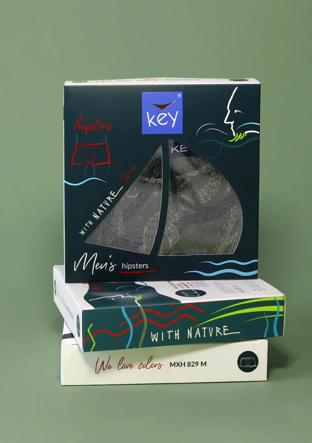 Bokserki męskie bawełniane wzorzyste klasyczny krój MXH 829 Key