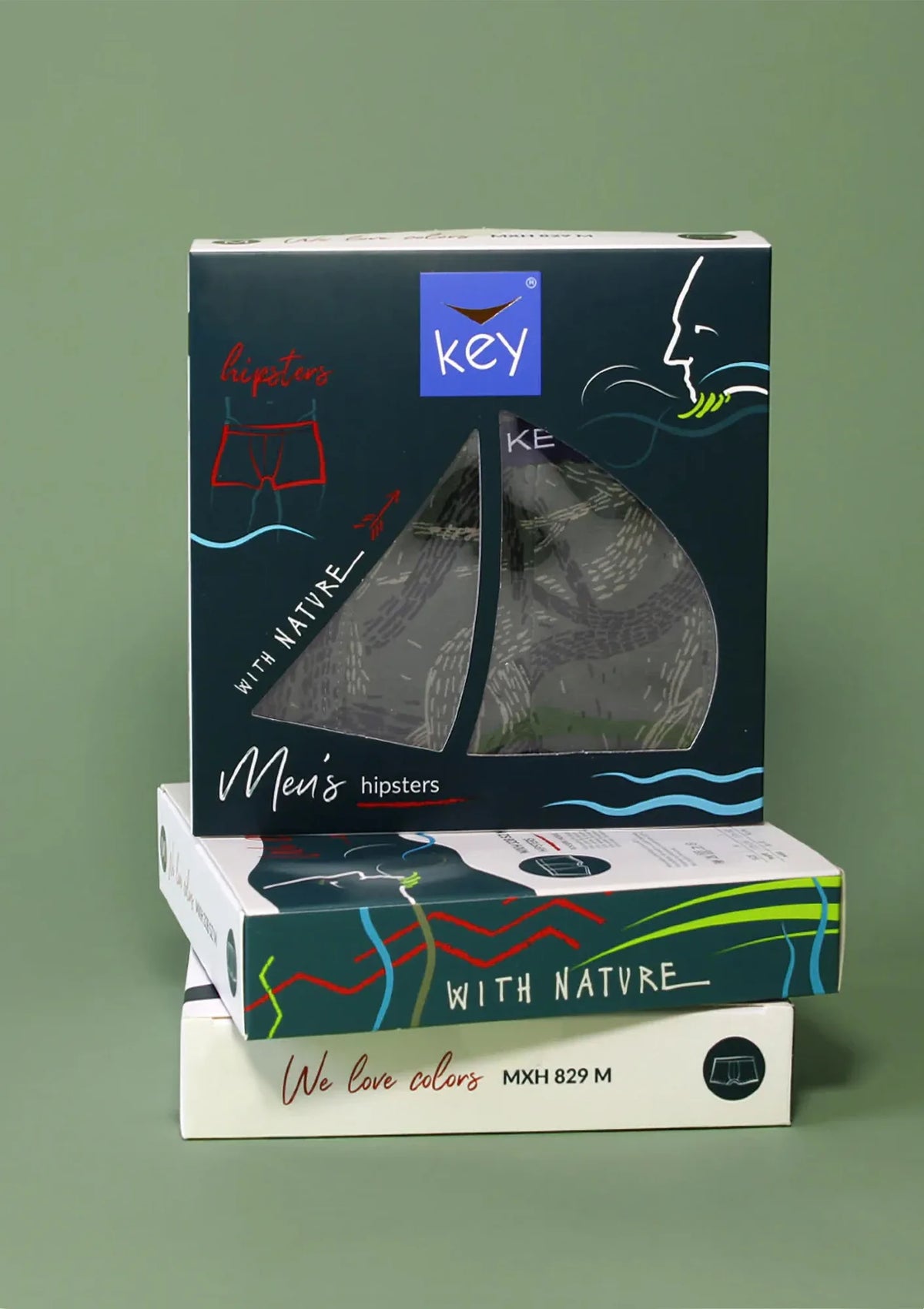Bokserki męskie bawełniane wzorzyste klasyczny krój MXH 829 Key