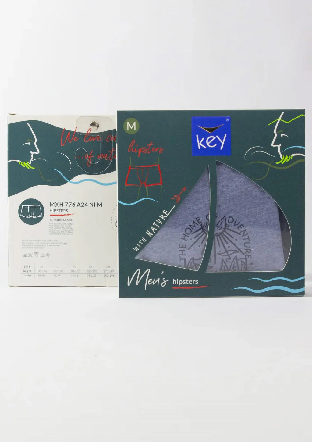 Bokserki męskie z melanżowej bawełny z grafiką przyrody MXH 776 Key