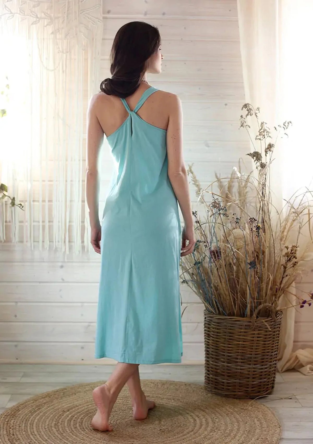 Długa bawełniana sukienka damska Homewear LHD 212