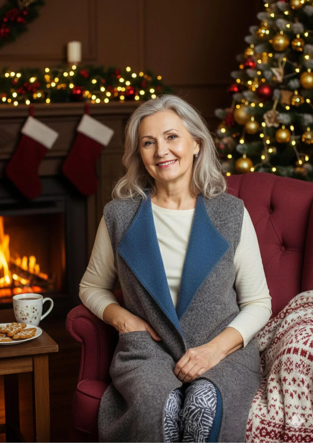 Długa dwustronna kamizelka damska Homewear LHW 095
