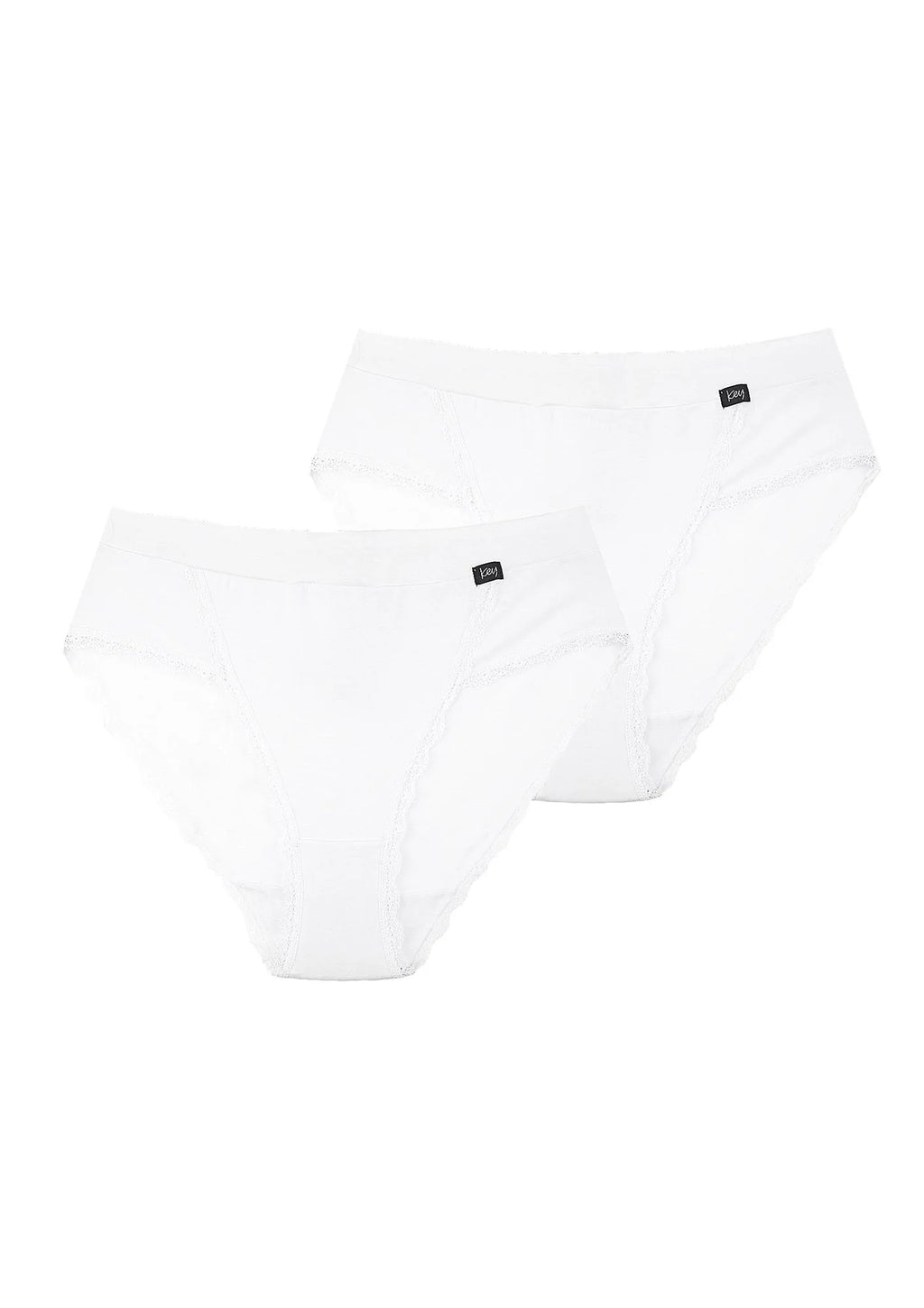 Figi damskie (2 pack) jednokolorowe z koronkowym obszyciem LPC 140