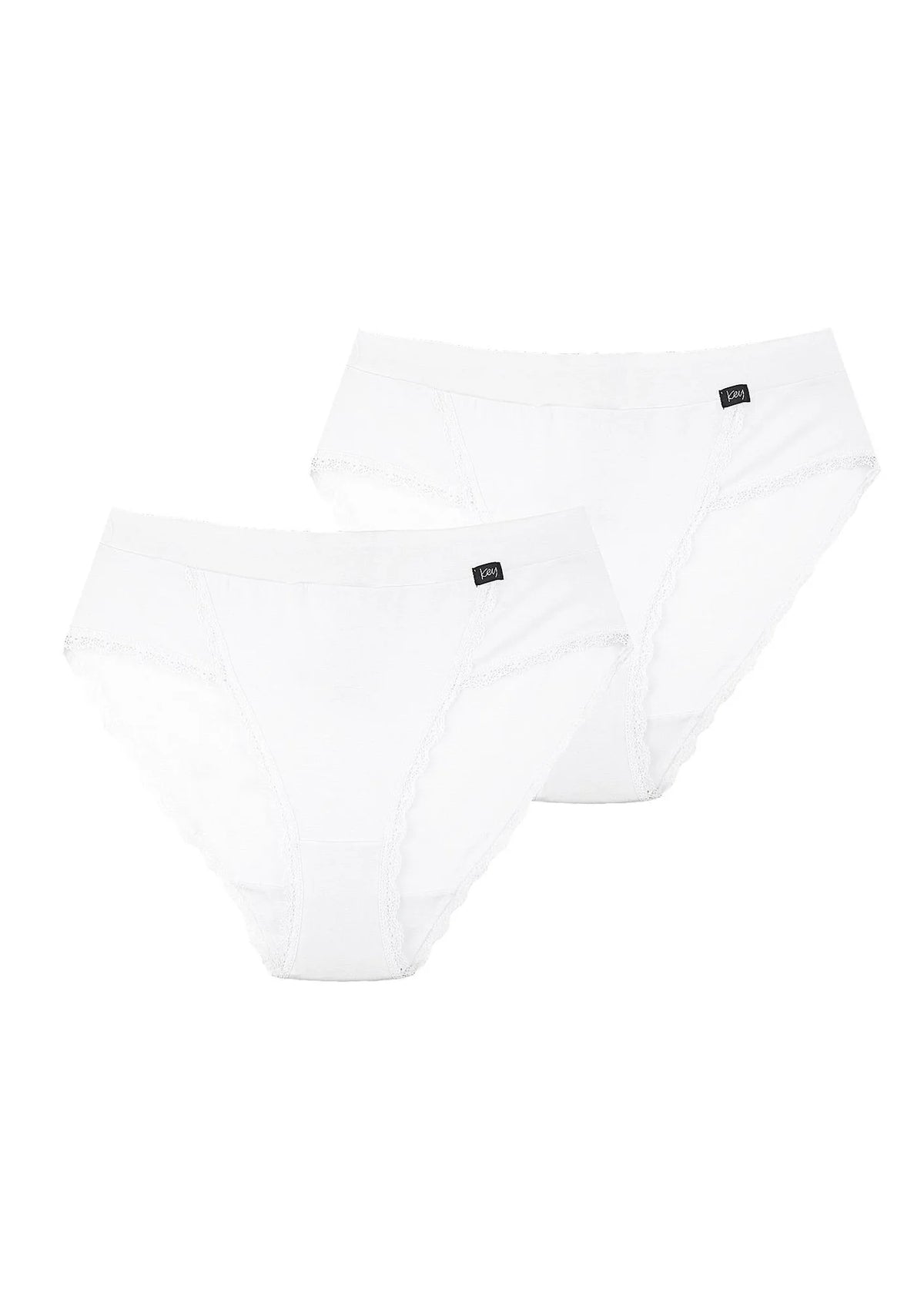 Figi damskie (2 pack) jednokolorowe z koronkowym obszyciem LPC 140