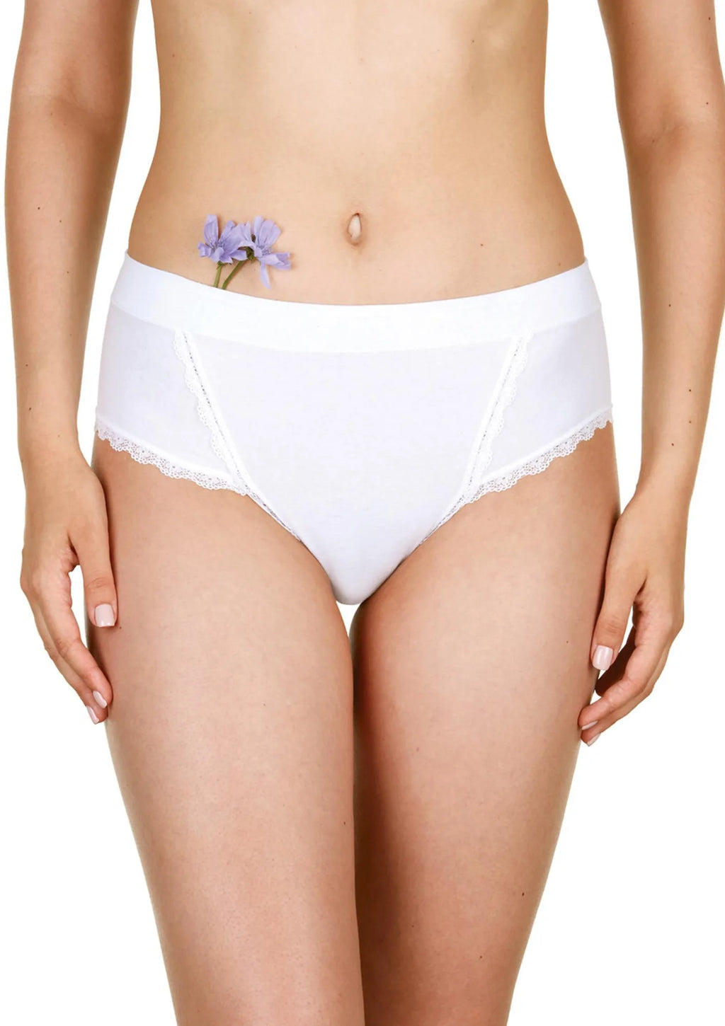 Figi damskie (2 pack) jednokolorowe z koronkowym obszyciem LPC 140