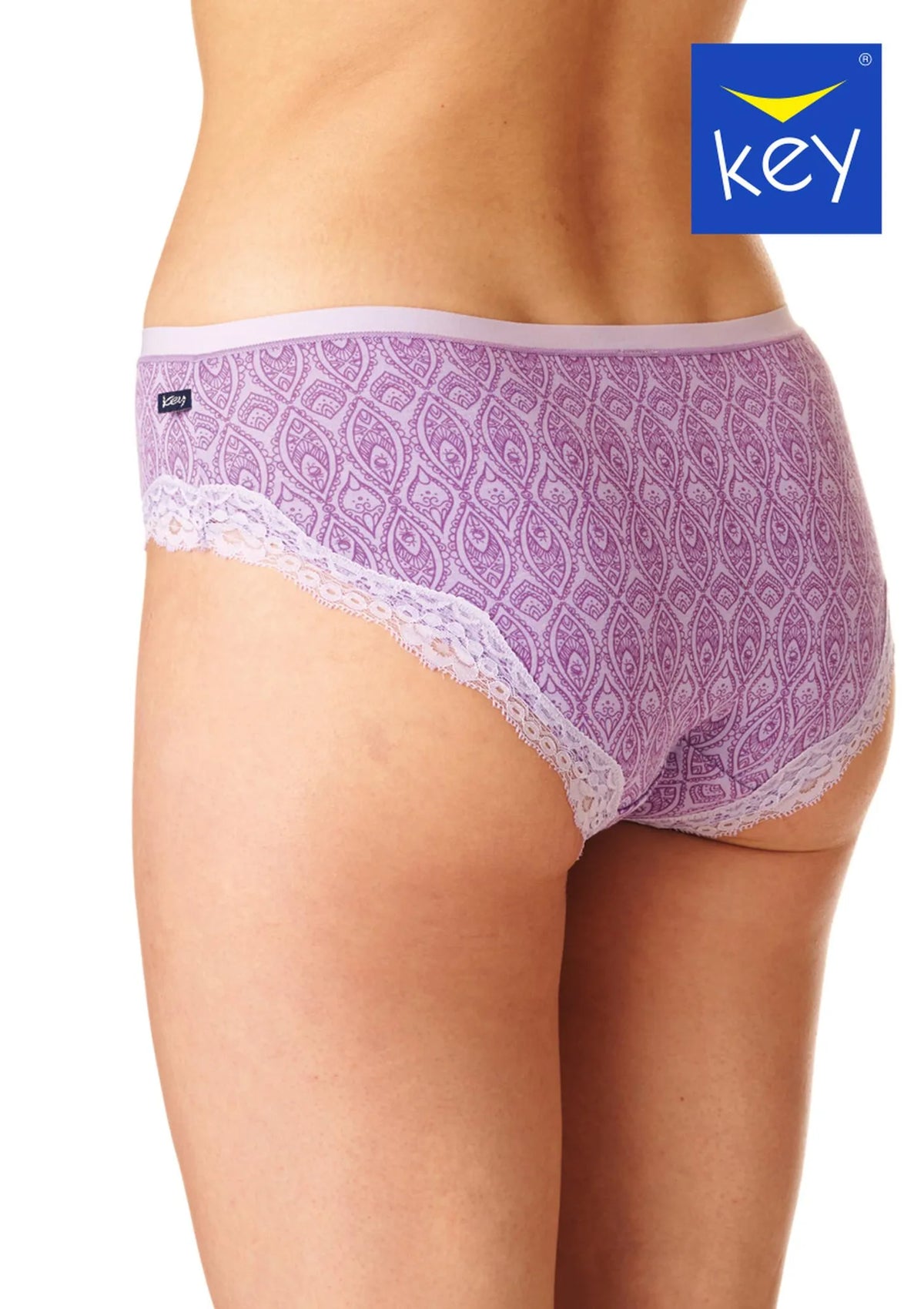 Figi damskie (2 pack) niskie wzorzyste z koronkowym wykończeniem LPP 758