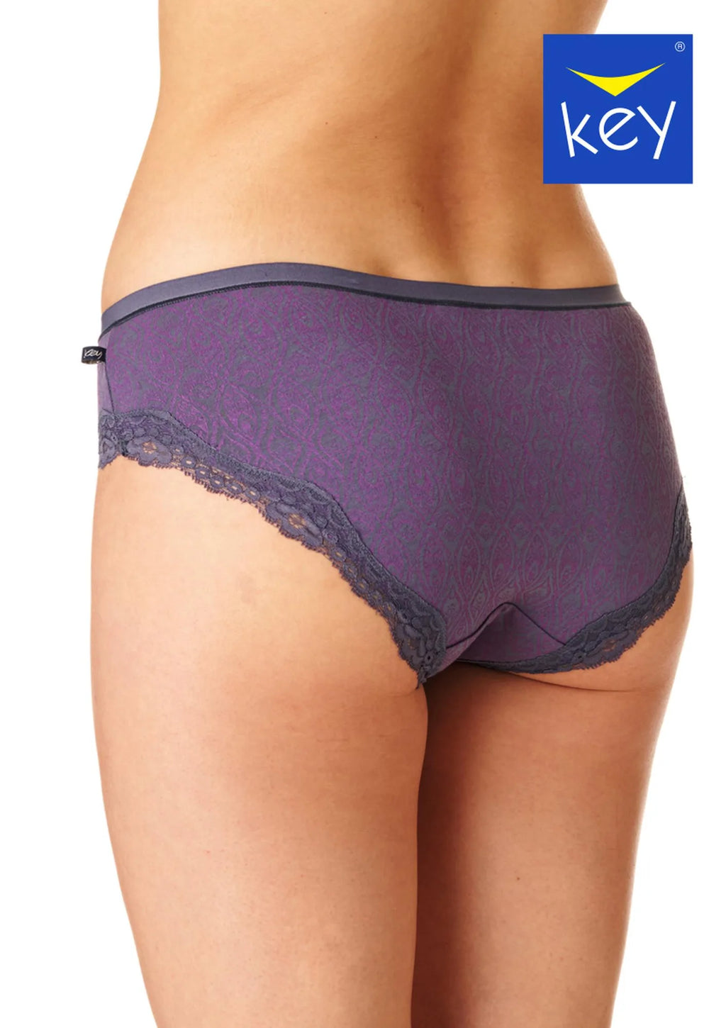 Figi damskie (2 pack) niskie wzorzyste z koronkowym wykończeniem LPP 758