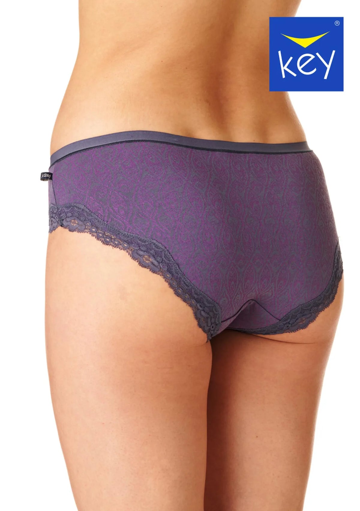 Figi damskie (2 pack) niskie wzorzyste z koronkowym wykończeniem LPP 758