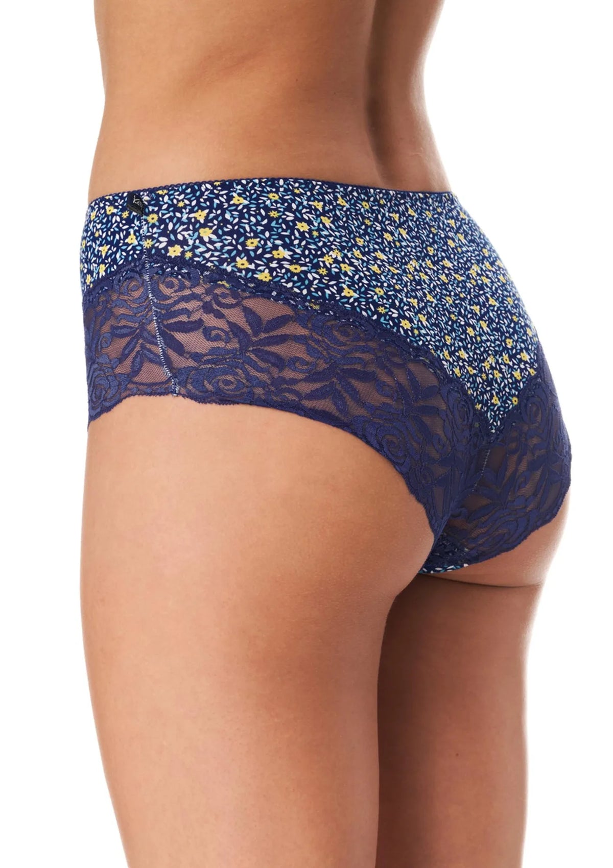 Figi damskie (2 pack) w kwiatki z szeroką koronką LPB 997