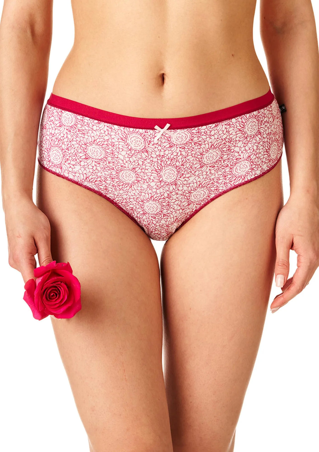Figi damskie (2 pack) w kwiaty z koronką na pośladkach LPC 755
