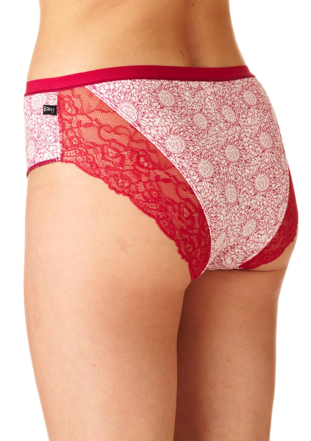 Figi damskie (2 pack) w kwiaty z koronką na pośladkach LPC 755