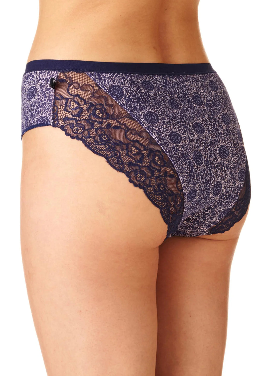 Figi damskie (2 pack) w kwiaty z koronką na pośladkach LPC 755