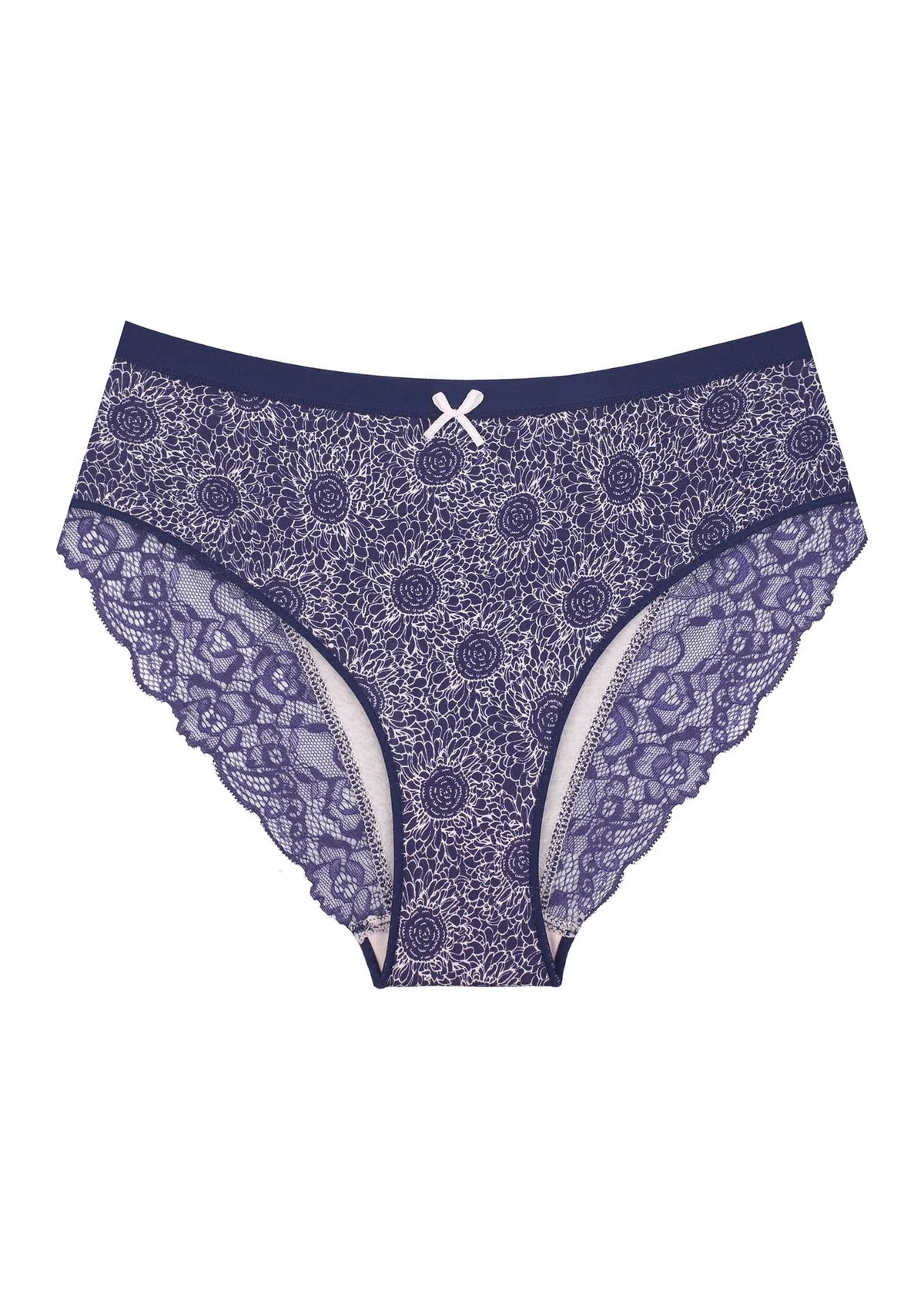 Figi damskie (2 pack) w kwiaty z koronką na pośladkach LPC 755
