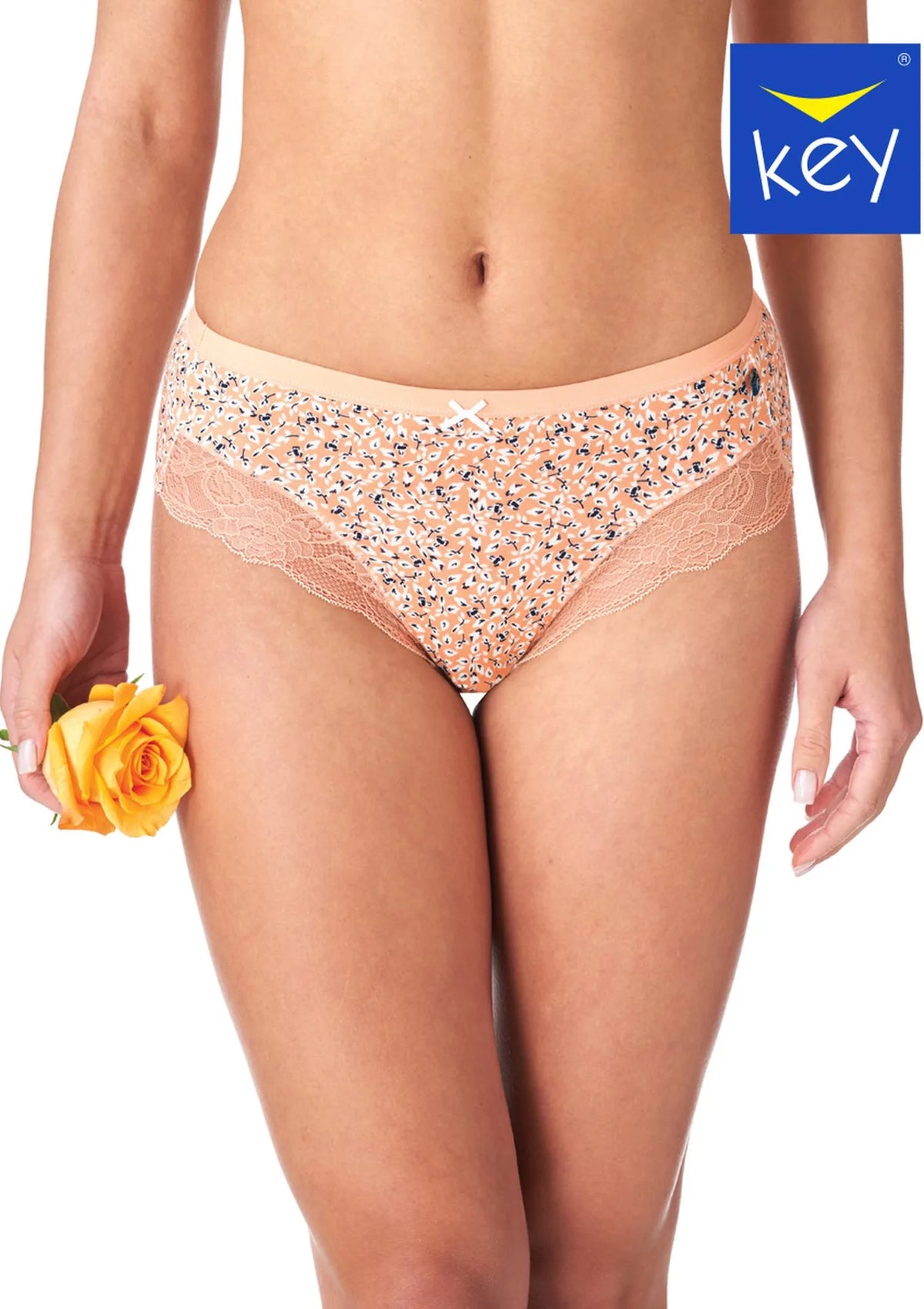 Figi damskie (2 pack) w listki z koronką przy pachwinach LPC 503