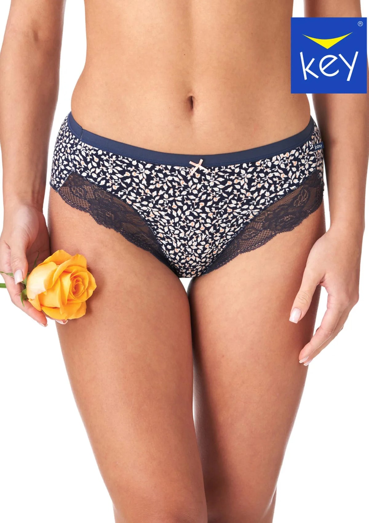 Figi damskie (2 pack) w listki z koronką przy pachwinach LPC 503