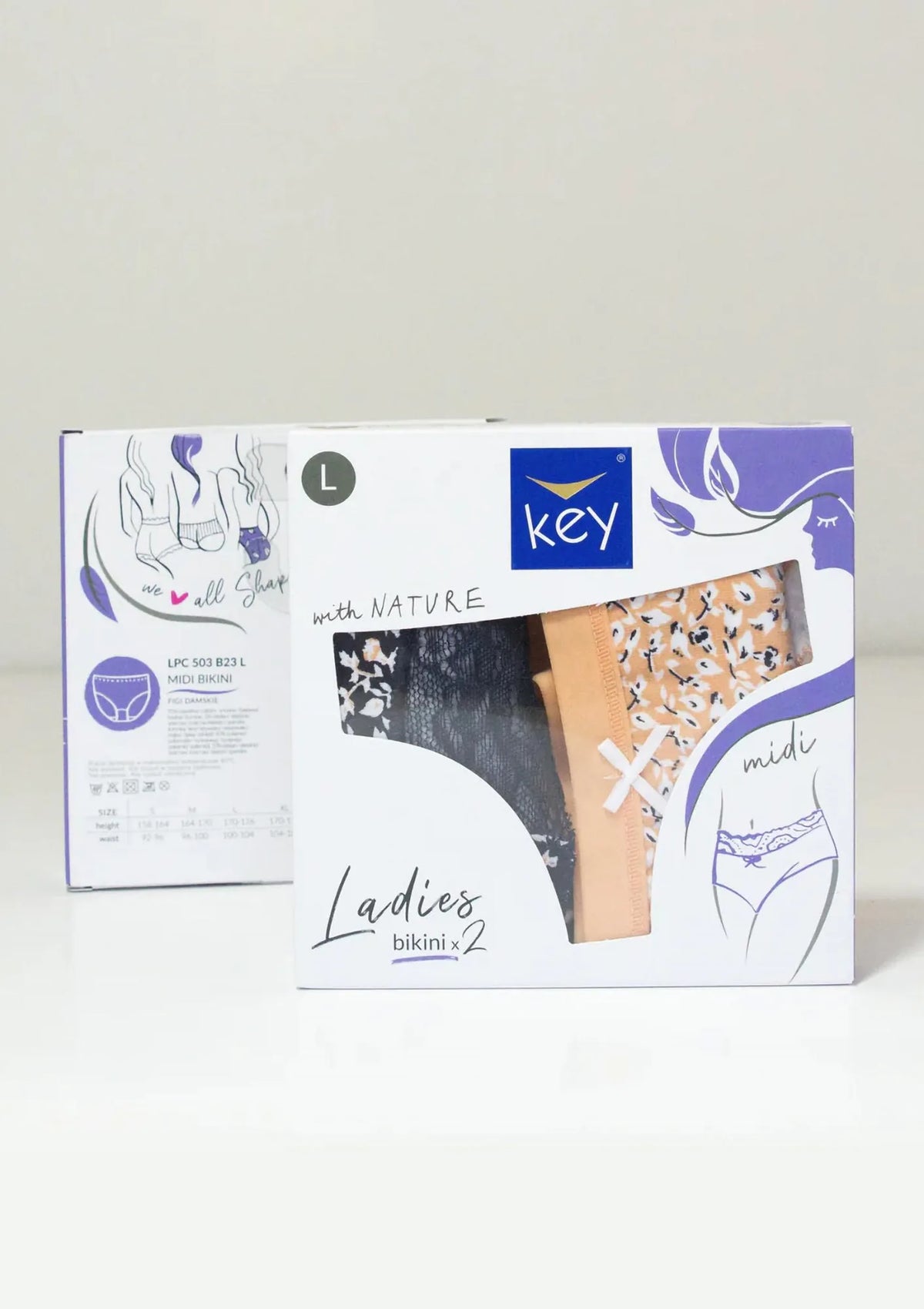 Figi damskie (2 pack) w listki z koronką przy pachwinach LPC 503