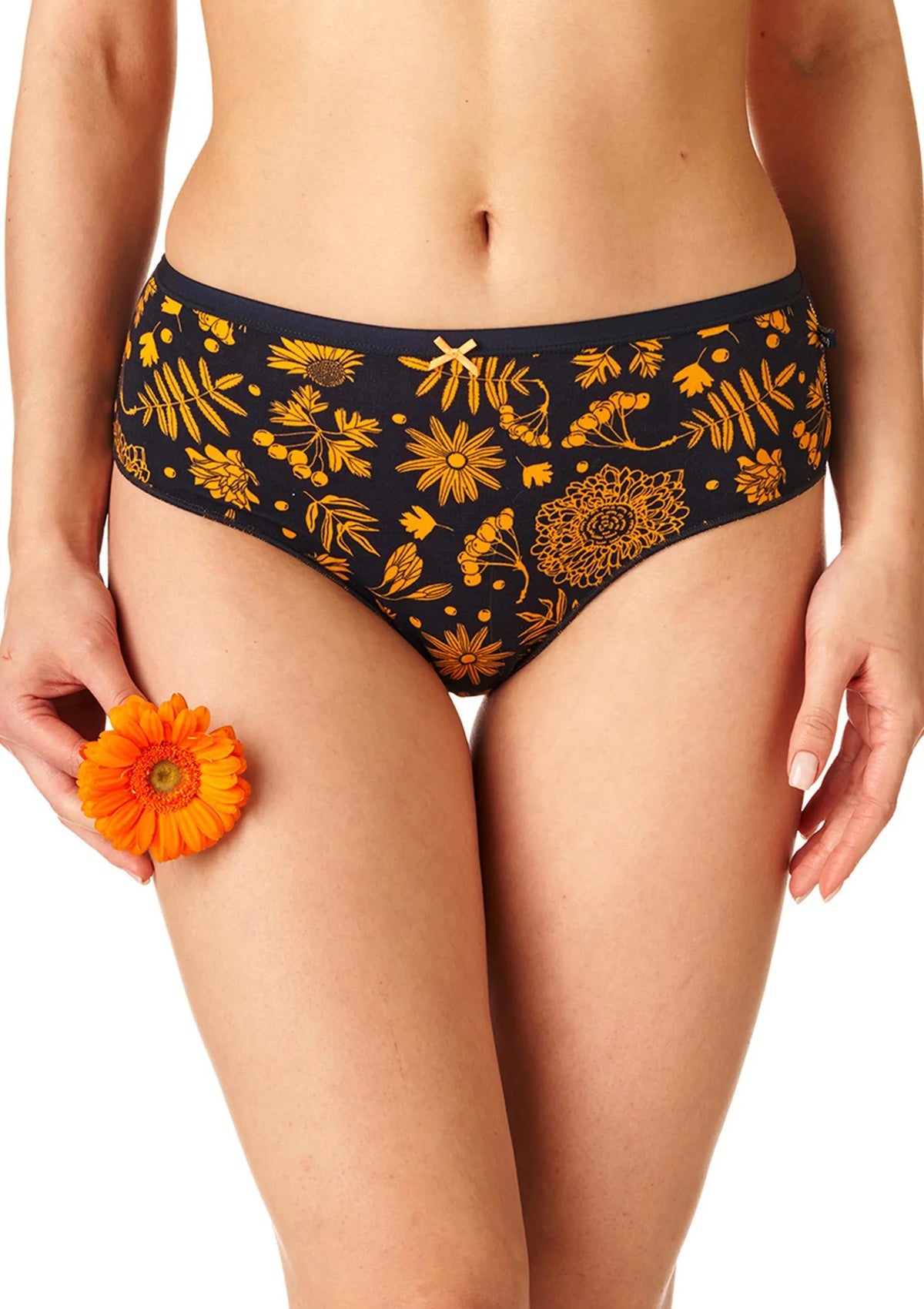 Figi damskie (2 pack) z motywem kwiatowym i koronką na pośladkach LPC 559