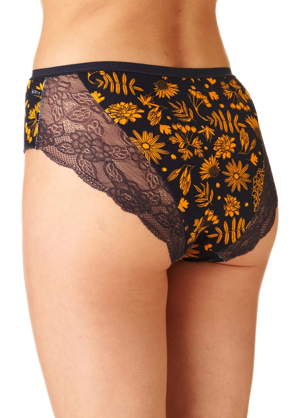 Figi damskie (2 pack) z motywem kwiatowym i koronką na pośladkach LPC 559
