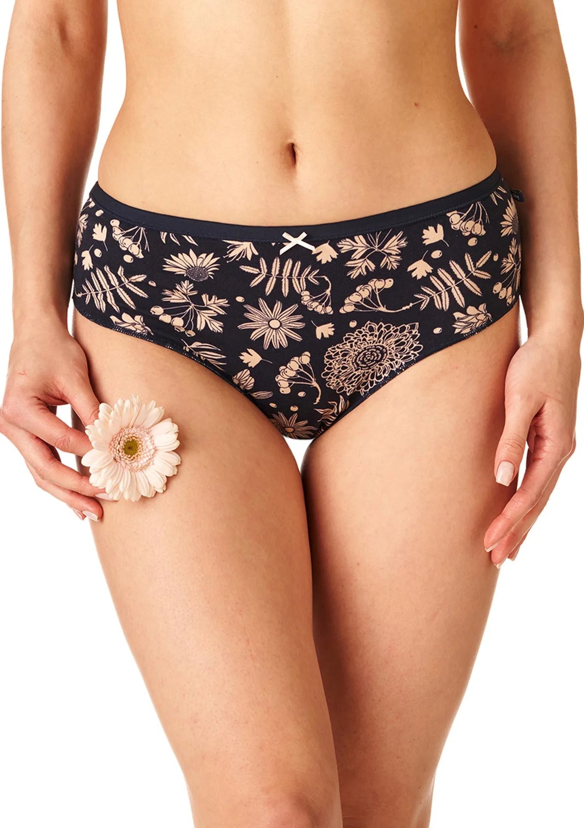 Figi damskie (2 pack) z motywem kwiatowym i koronką na pośladkach LPC 559