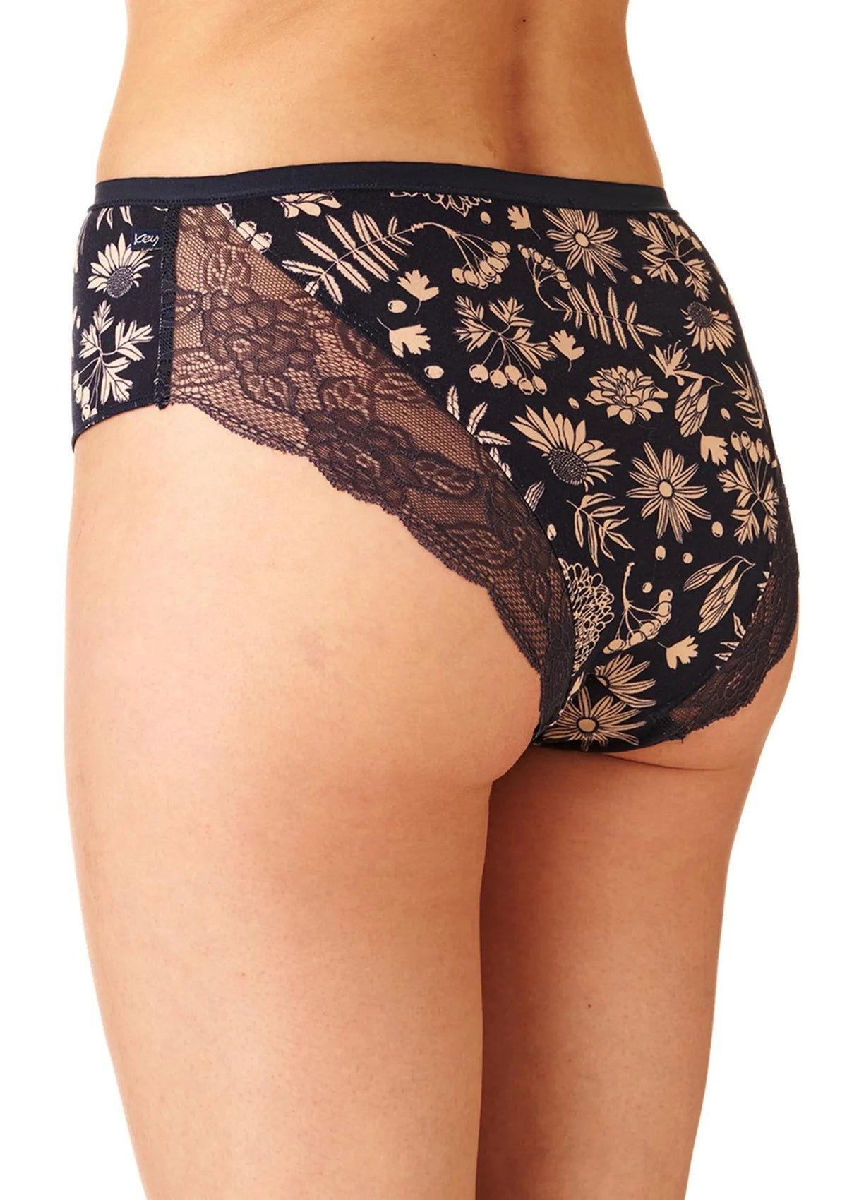 Figi damskie (2 pack) z motywem kwiatowym i koronką na pośladkach LPC 559