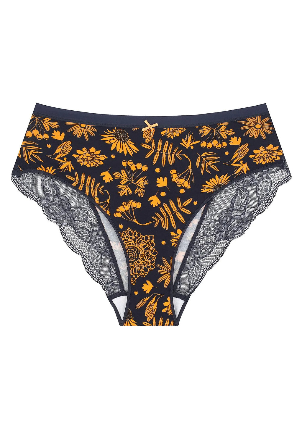 Figi damskie (2 pack) z motywem kwiatowym i koronką na pośladkach LPC 559