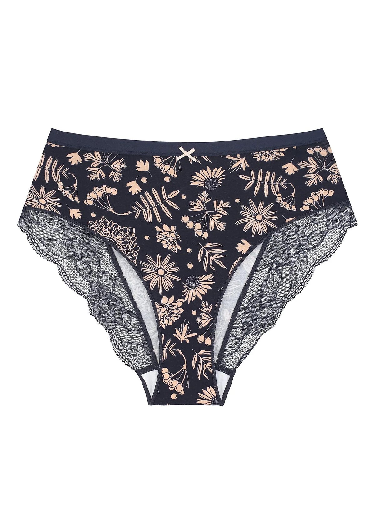 Figi damskie (2 pack) z motywem kwiatowym i koronką na pośladkach LPC 559