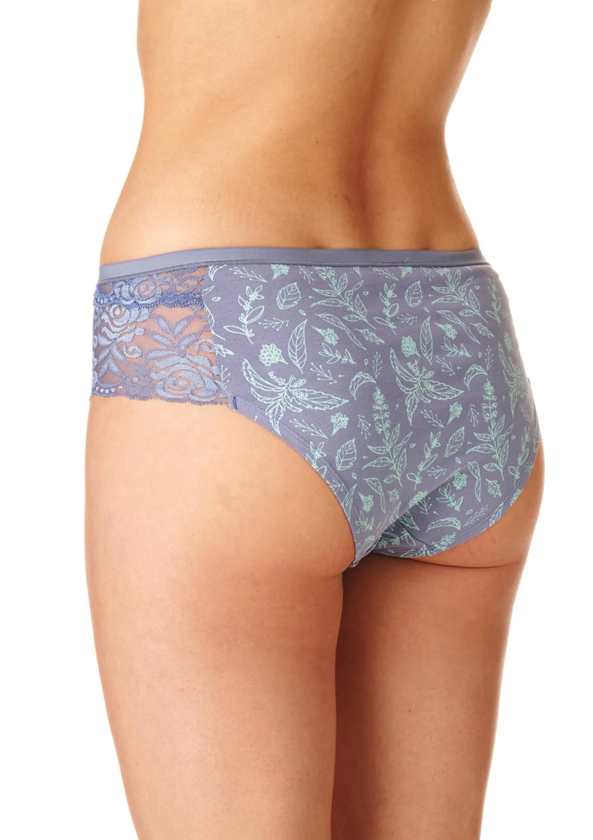 Figi damskie (2 pack) z roślinnym wzorem i koronkowymi bokami LPN 754