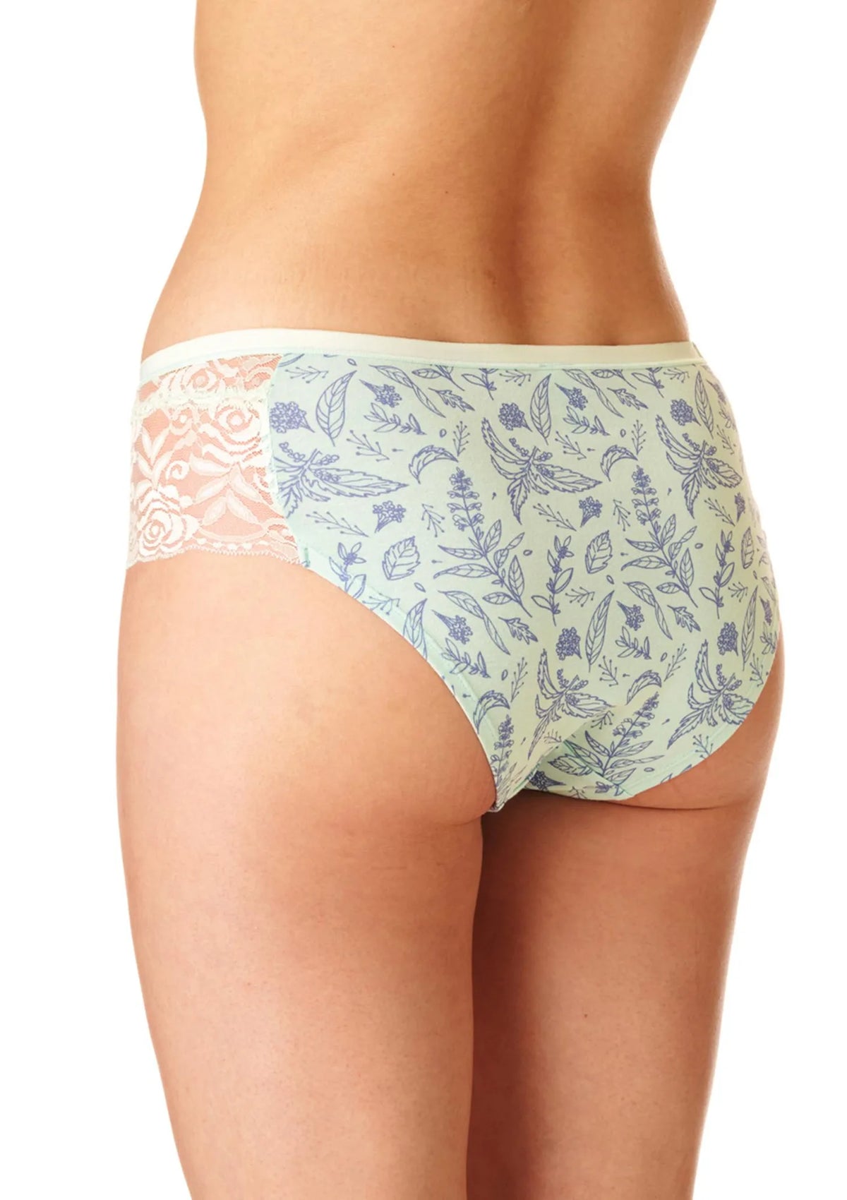 Figi damskie (2 pack) z roślinnym wzorem i koronkowymi bokami LPN 754