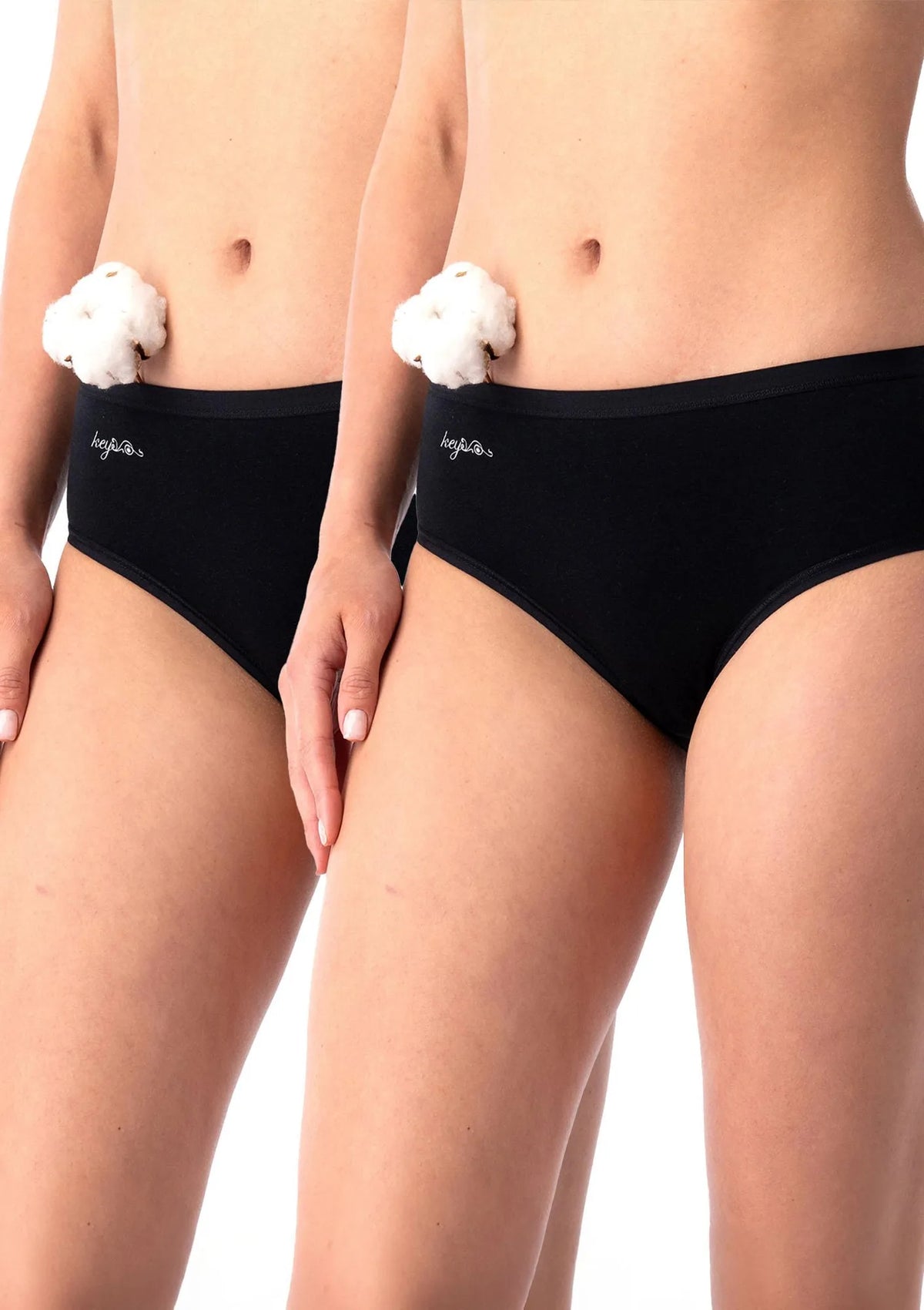 Figi damskie bawełniane (2 pack) czarne klasyczne o wyższym kroju LPC 010