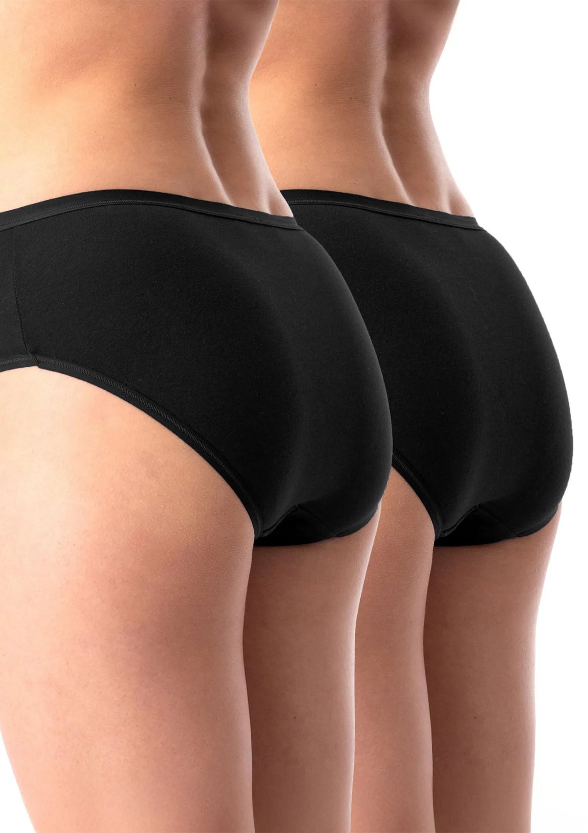 Figi damskie bawełniane (2 pack) czarne klasyczne o wyższym kroju LPC 010