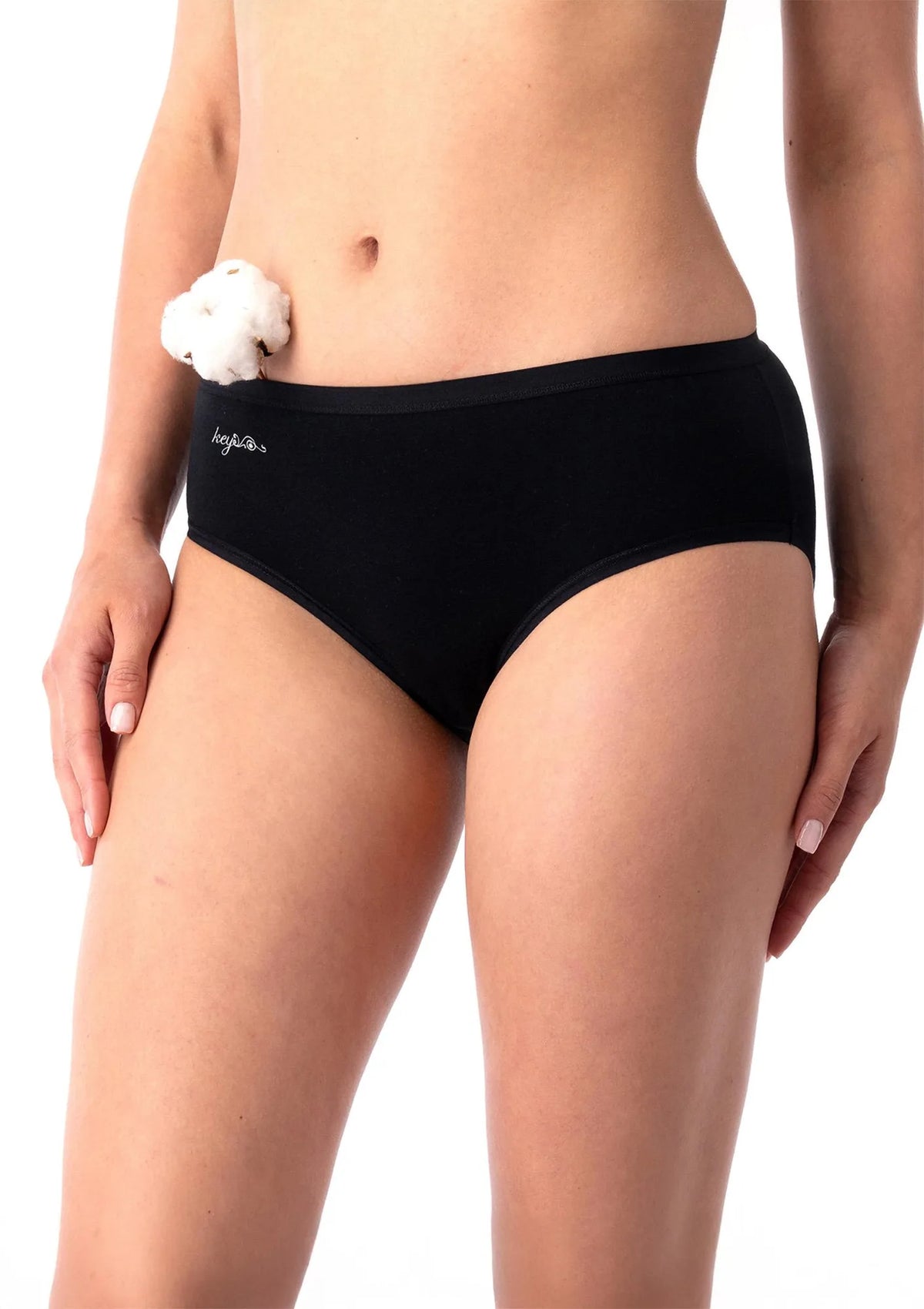 Figi damskie bawełniane (2 pack) czarne klasyczne o wyższym kroju LPC 010