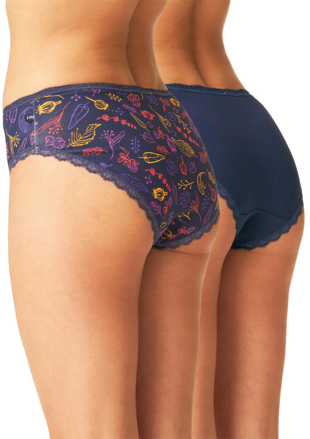 Figi damskie bawełniane (2 pack) midi bikini gładkie i wzorzyste LPC 519 Key