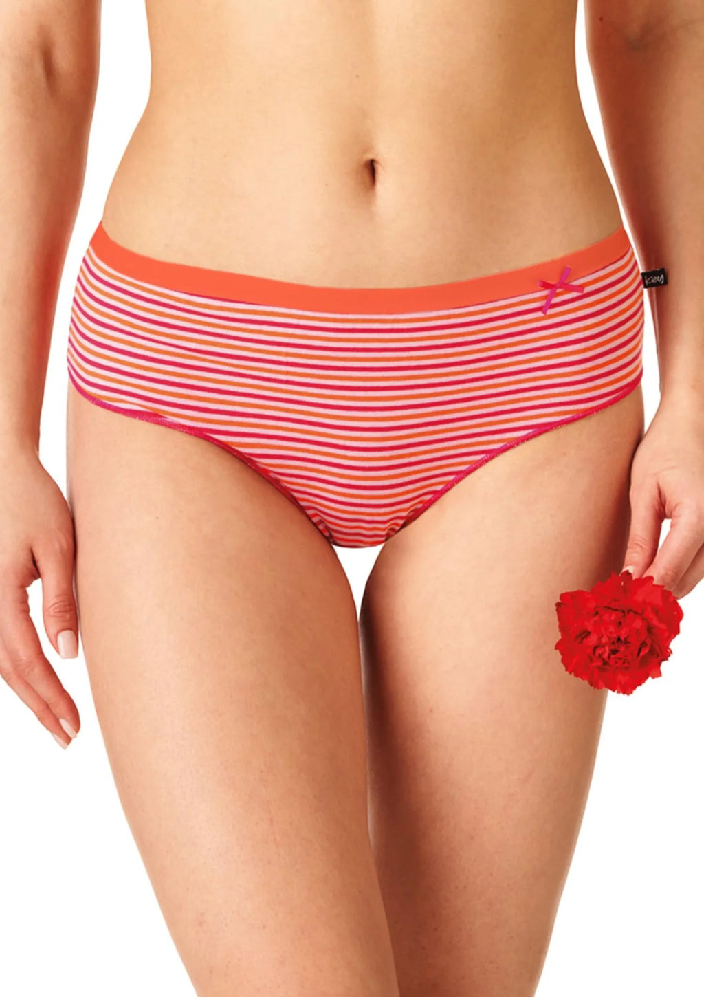 Figi damskie bawełniane (2 pack) o klasycznym kroju midi bikini w paseczki LPC 332 Key