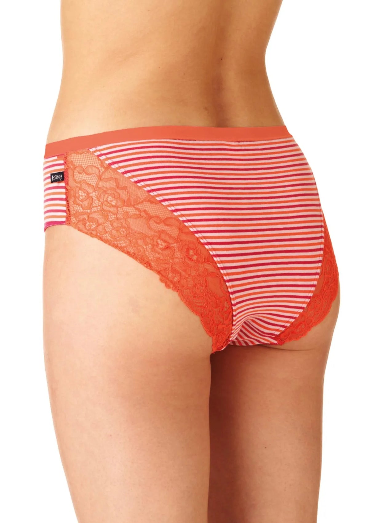 Figi damskie bawełniane (2 pack) o klasycznym kroju midi bikini w paseczki LPC 332 Key