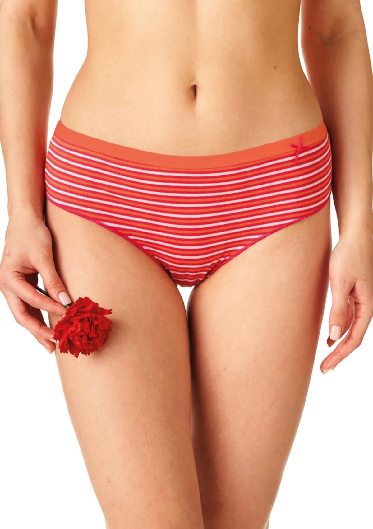 Figi damskie bawełniane (2 pack) o klasycznym kroju midi bikini w paseczki LPC 332 Key
