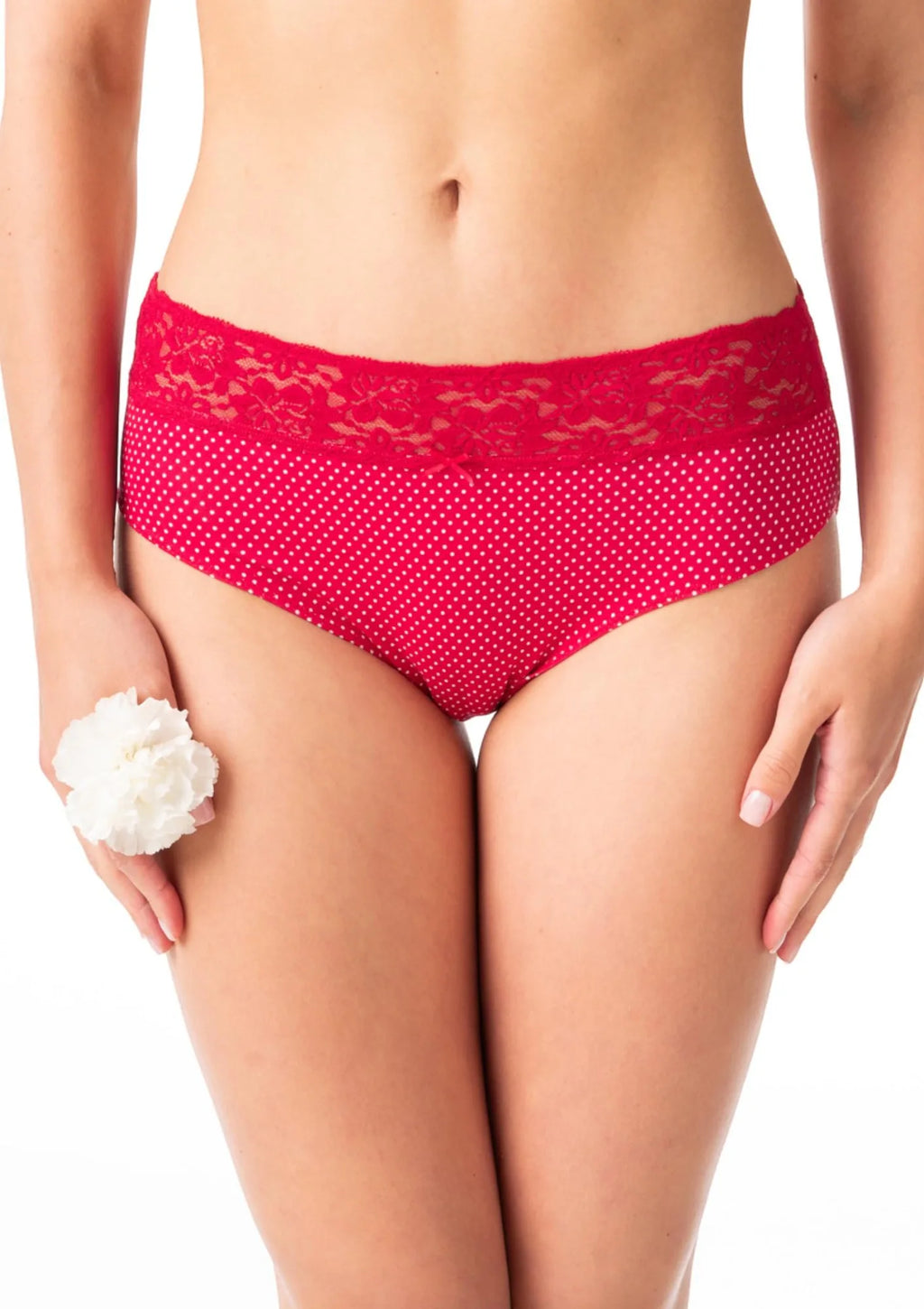 Figi damskie bawełniane (2 pack) o klasycznym kroju z koronką w pasie LPC 797 Key