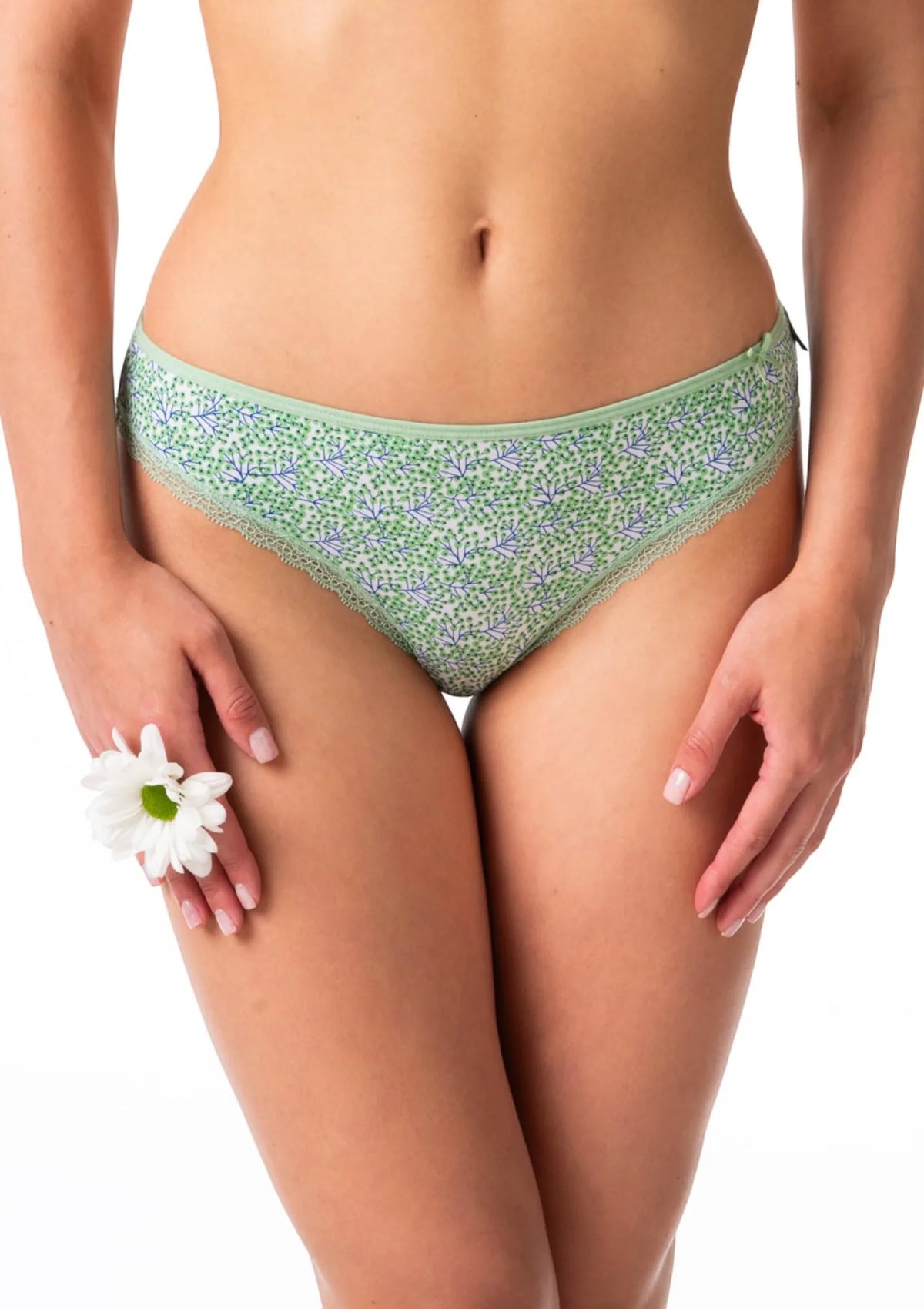 Figi damskie bawełniane (2 pack) o kroju mini bikini w roślinne wzory LPR 548 Key
