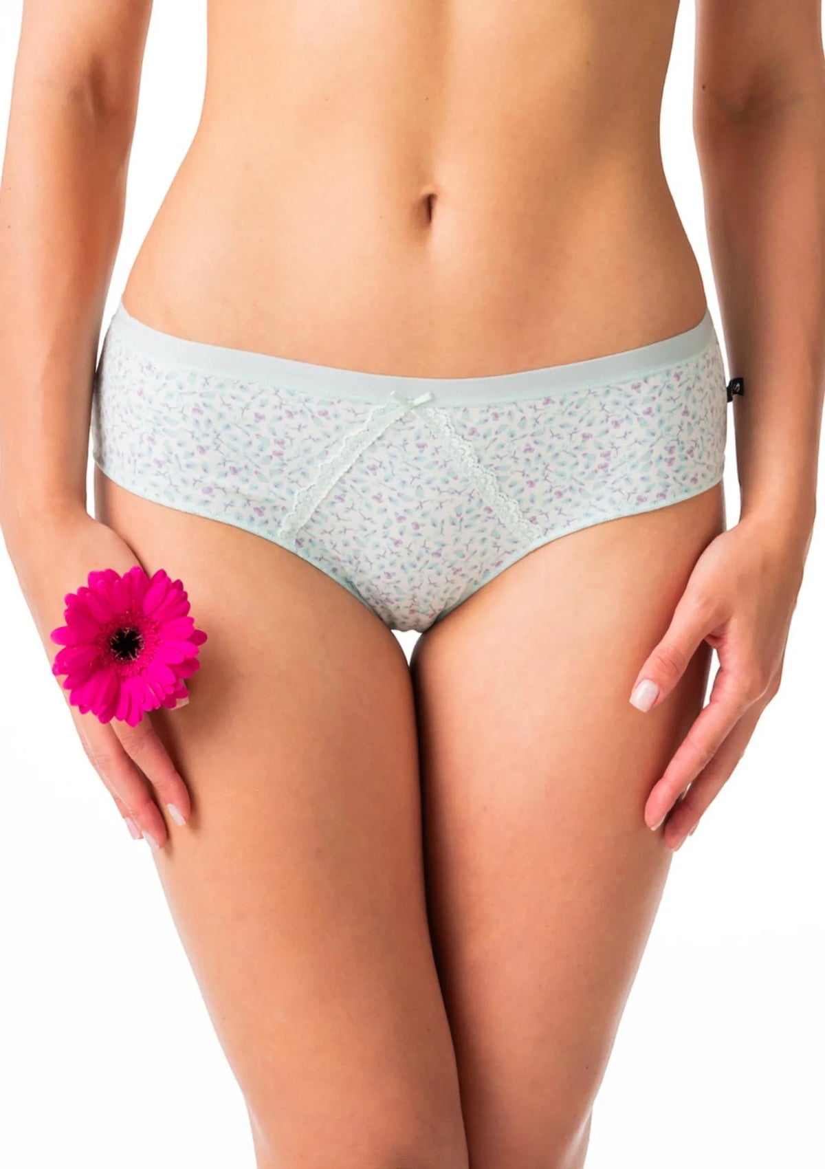 Figi damskie bawełniane (2 pack) o niskim kroju mini bikini gładkie i kolorowe LPN 506 Key