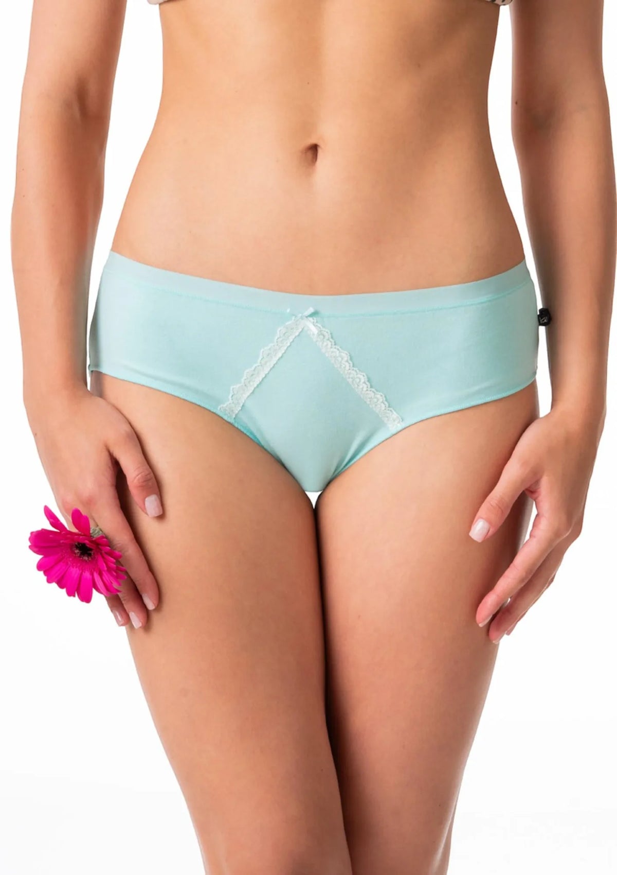 Figi damskie bawełniane (2 pack) o niskim kroju mini bikini gładkie i kolorowe LPN 506 Key