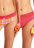 Figi damskie bawełniane (2 pack) z koronkowym pasem LPC 473 Key